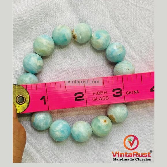 Single Smithsonite Gemstone Bracelet: Adjustable Beaded Unisex Jewelry - Picture 2 of 4